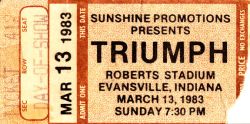 Triumph with Golden Earring show ticket Evansville - Roberts Municipal Stadium March 13, 1983